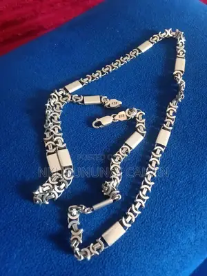 Men's Solid 925 Sterling Silver Byzantine & Bar Link Chain