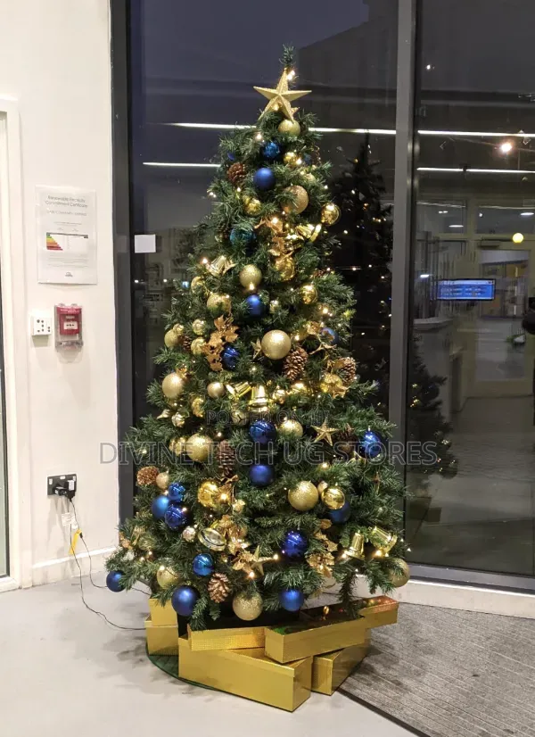 2.4m Christmas Light Tree Decoration Ornaments With Blue and Gold
