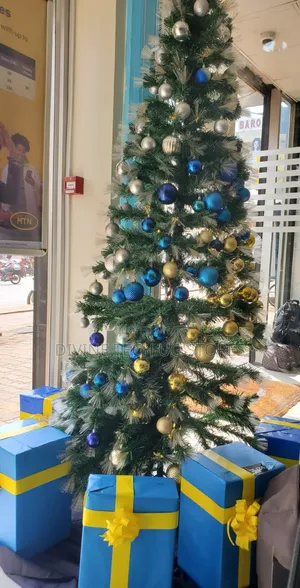 2.4m Christmas Light Tree Decoration Ornaments With Blue and Gold
