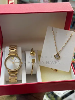 Rose Gold Movado-Style Ladies Watch Set
