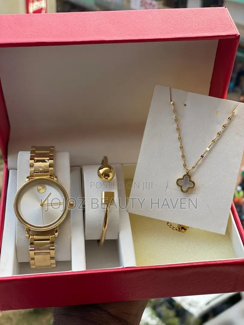 Rose Gold Movado-Style Ladies Watch Set