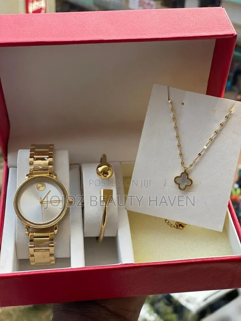 Rose Gold Movado-Style Ladies Watch Set