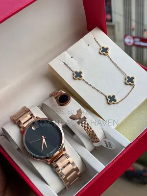 Rose Gold Movado-Style Ladies Watch Set