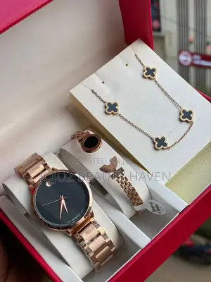 Rose Gold Movado-Style Ladies Watch Set