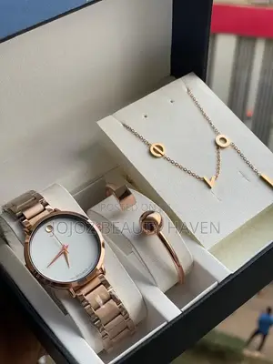 Rose Gold Movado-Style Ladies Watch Set
