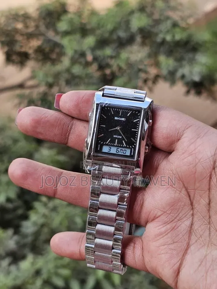 SKMEI 2571 Dual-Time Analog-Digital Stainless Steel Wristwatch