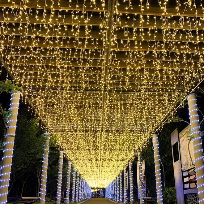 String Waterfall Lights, Outdoor Curtain Lights -3m Long by 0.2m Drop