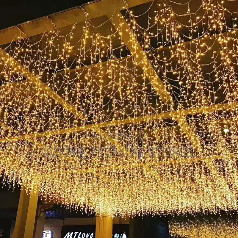 String Waterfall Lights, Outdoor Curtain Lights -3m Long by 0.2m Drop