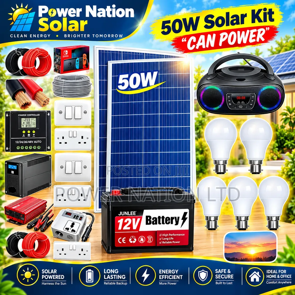 50w Clean Energy Solar System Full Kit