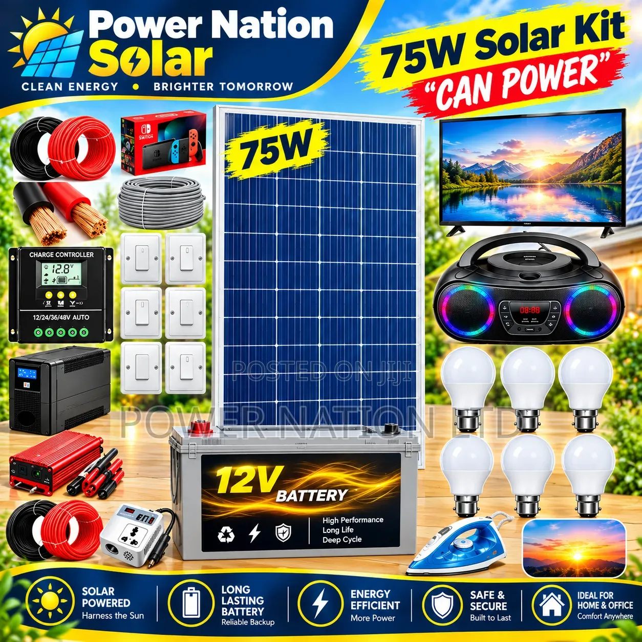 75w Clean Energy Solar System Full Kit