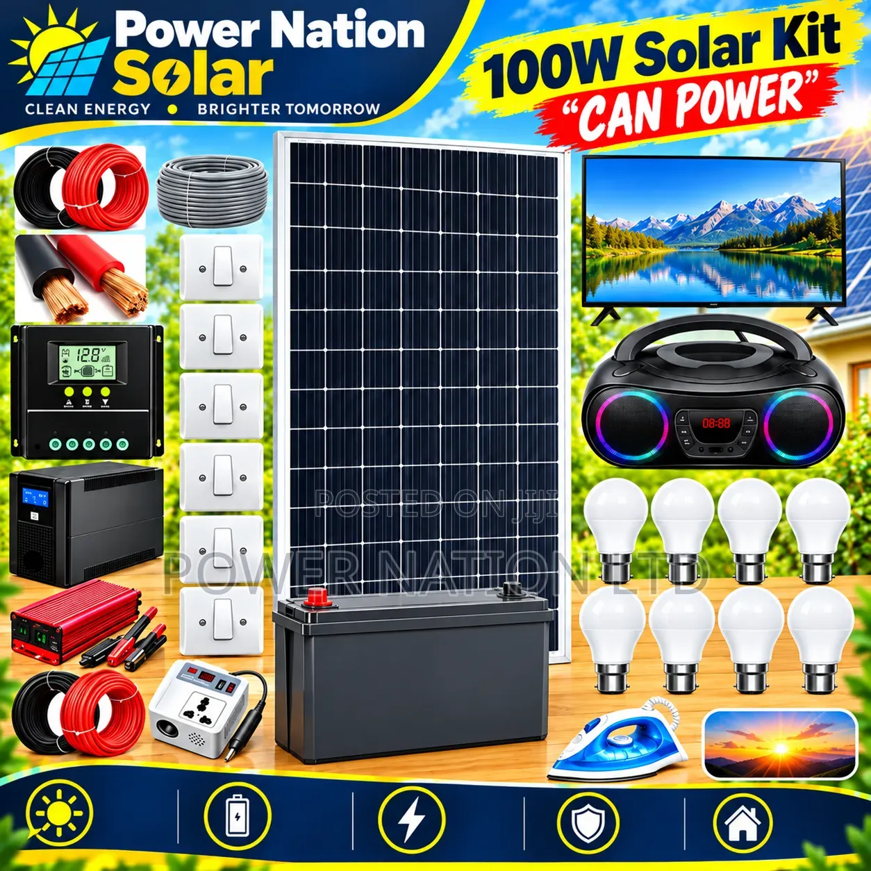100w Massive Clean Energy Solar System Full Kit