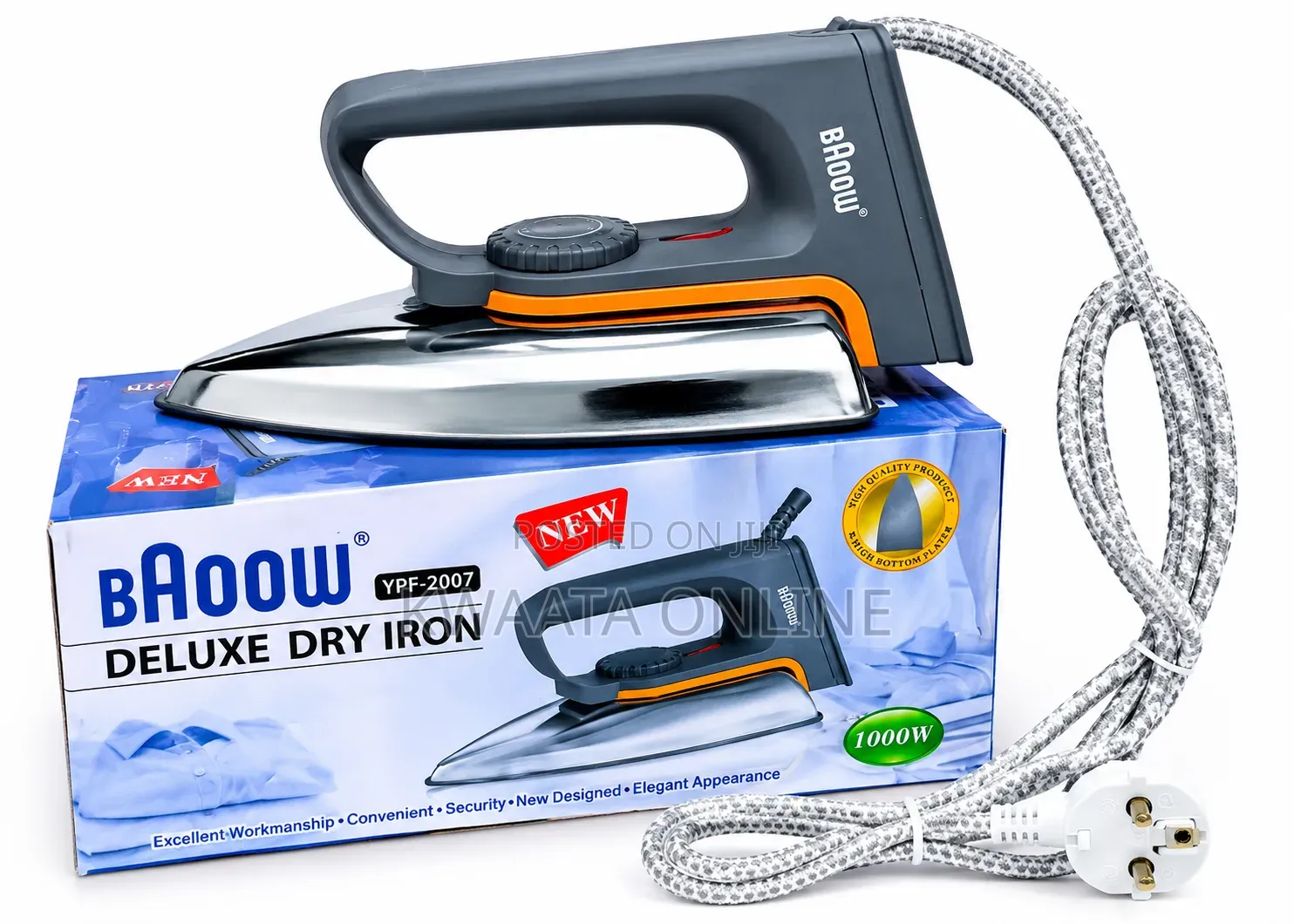 BAOOW Deluxe 1000W Electric Dry Iron YPF-2007 With Non-Stick Soleplate