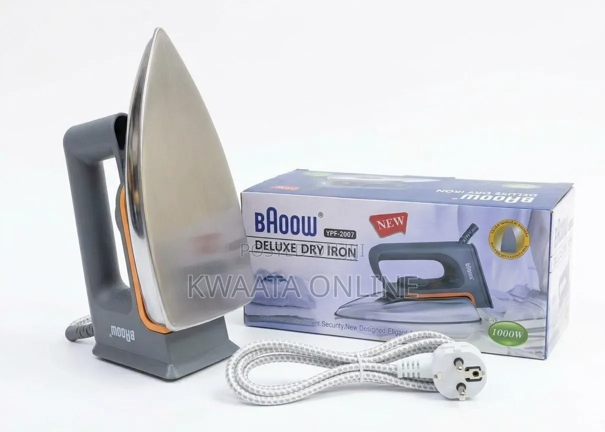 BAOOW Deluxe 1000W Electric Dry Iron YPF-2007 With Non-Stick Soleplate