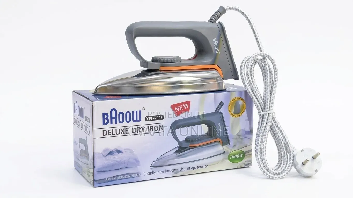BAOOW Deluxe 1000W Electric Dry Iron YPF-2007 With Non-Stick Soleplate