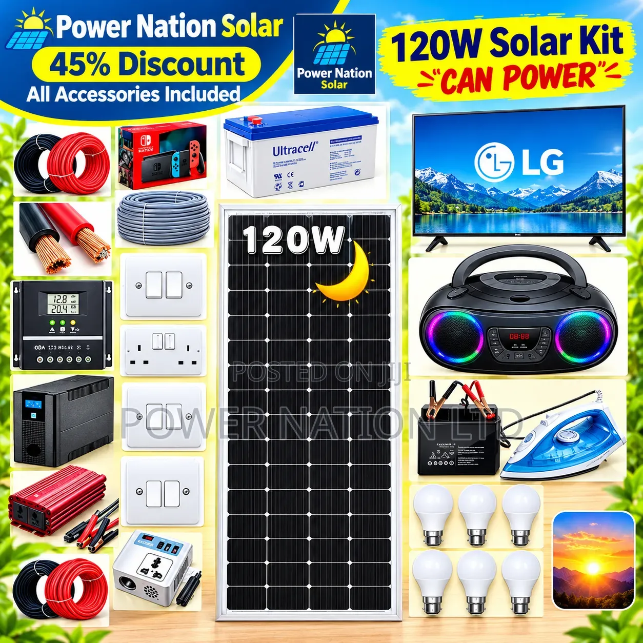 120w Massive Clean Energy Solar System Full Kit