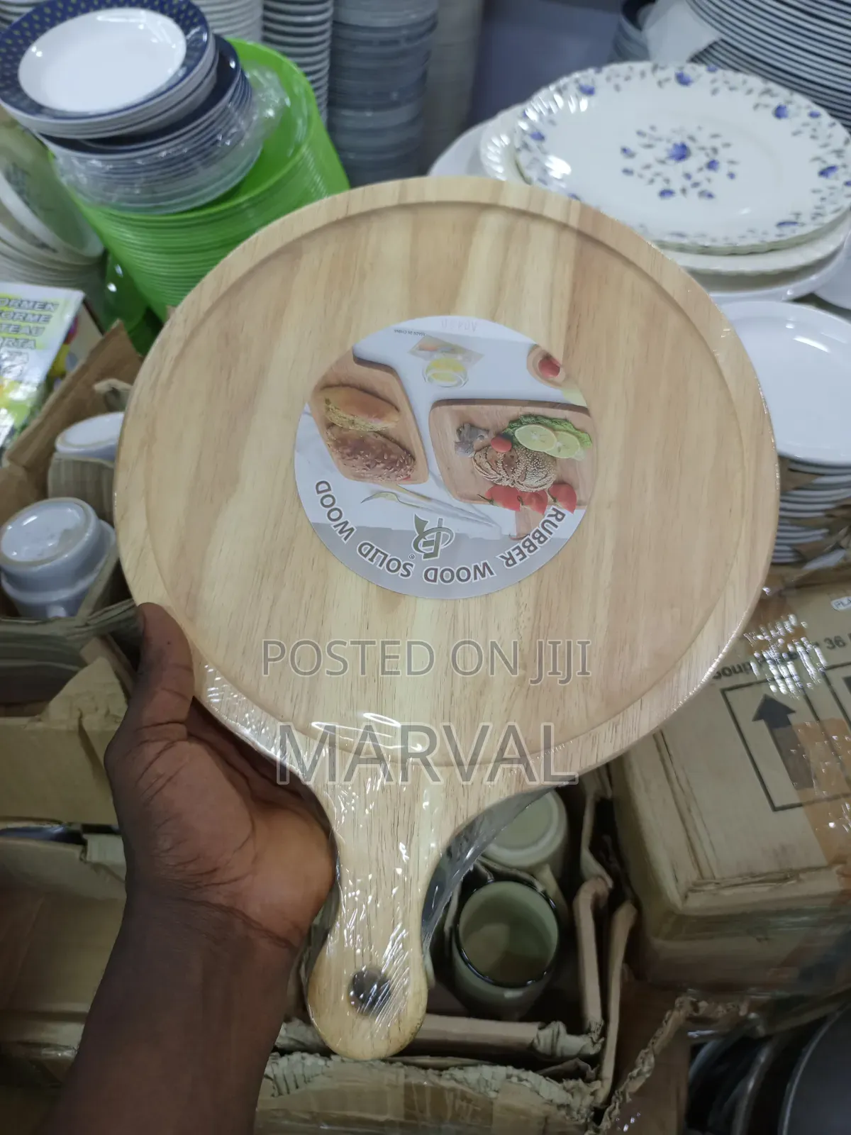 Round Wooden Pizza Serving Plate