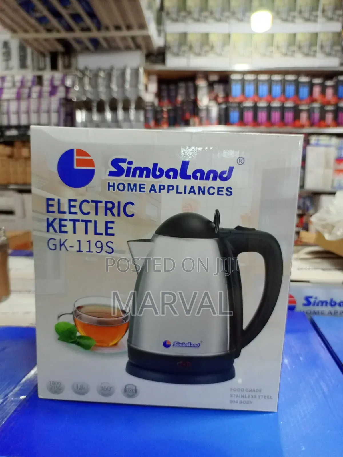 SimbaLand Home Appliances Electric Kettle (Model GK-119S).