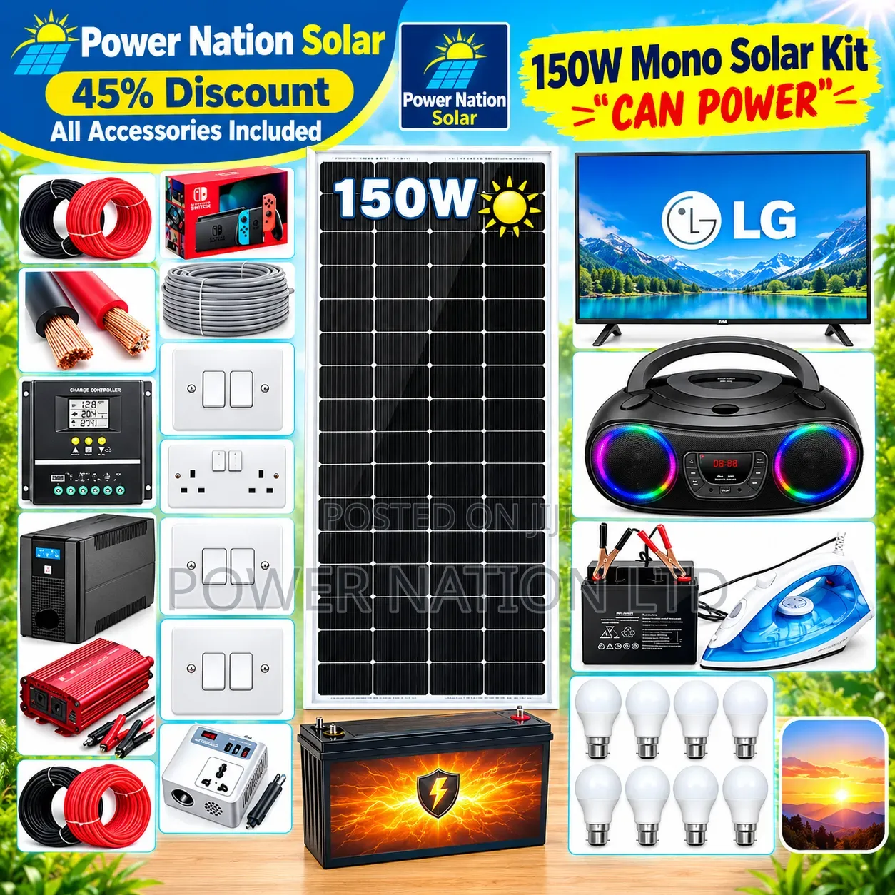 150w Massive Clean Energy Solar System Full Kit