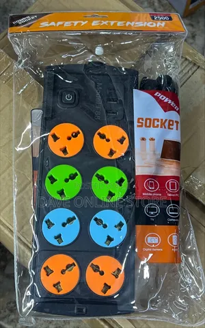 Black Safety Extension Socket