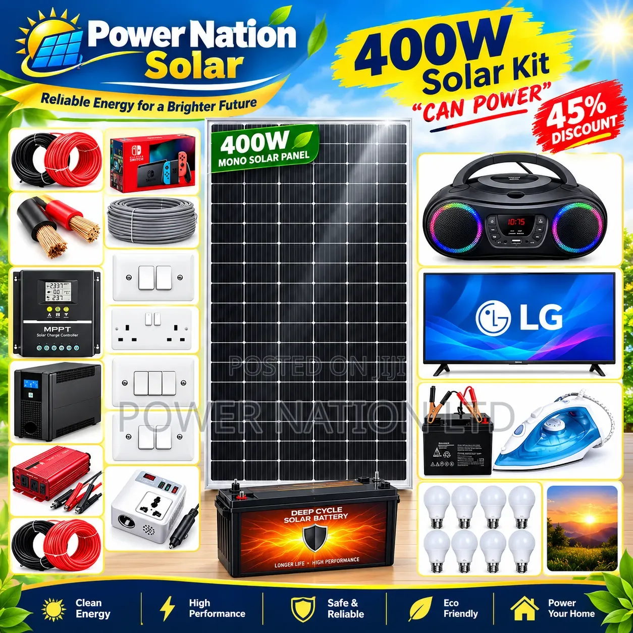 400w Massive Clean Energy Solar System Full Kit