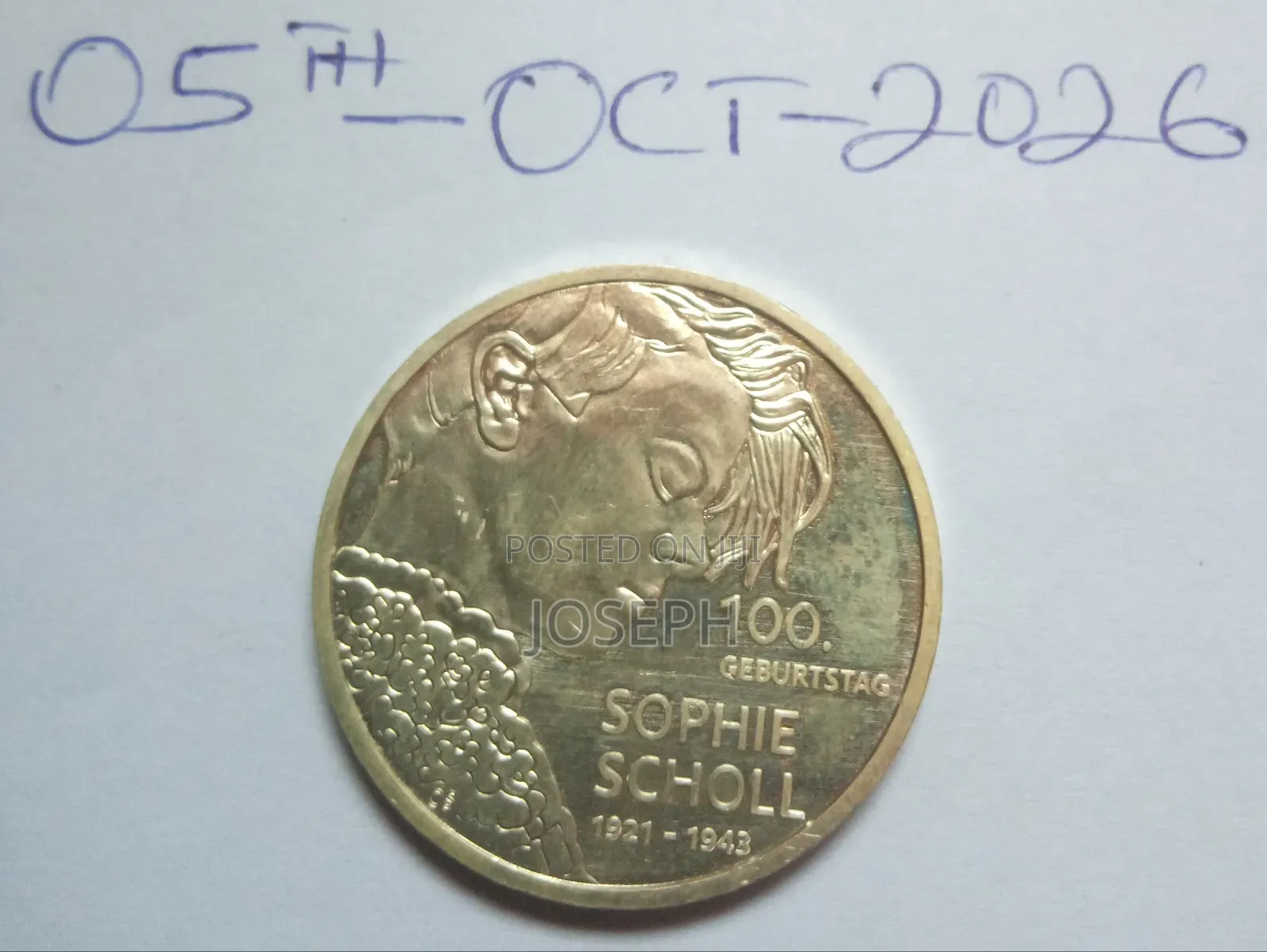 2021 Silver 20 Euro -Sophie Scholl Commemorative Medal - AUNC