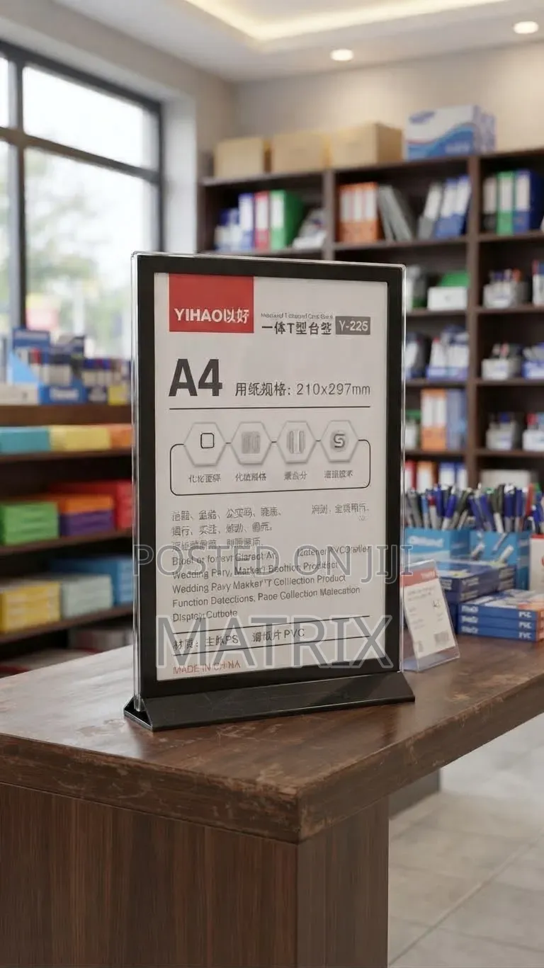 Table Menu - Sign Holder Made With Transparent Acrylic Frame