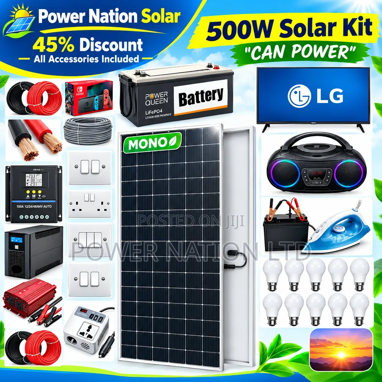 500w Massive Clean Energy Solar System Full Kit