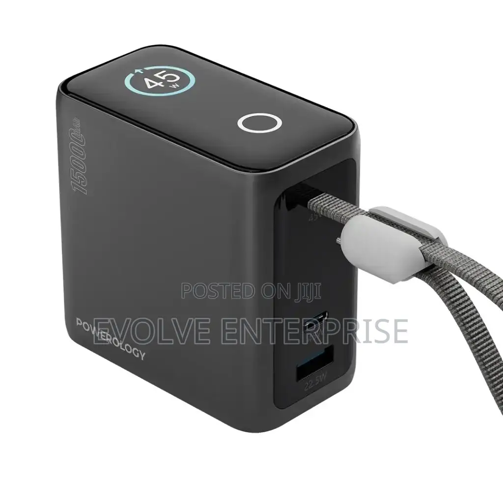 Powerology 15000mah Mini Power Bank 45W With Smart Color Display