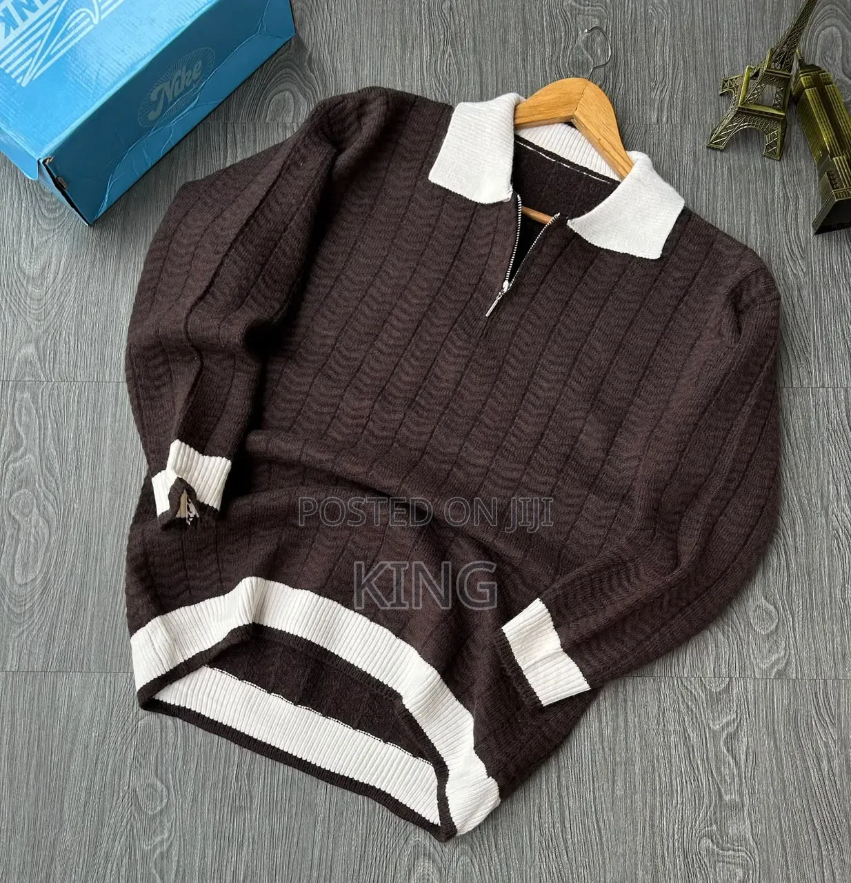 Men's Quarter-Zip Cable Knit Polo Sweaters. Sure Plain