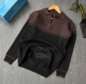 Men's Ribbed Colour Block Quarter-Zip Pullover Sweaters