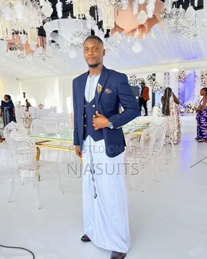 Custom Navy Blue Suit Set With a Quality Kanzu