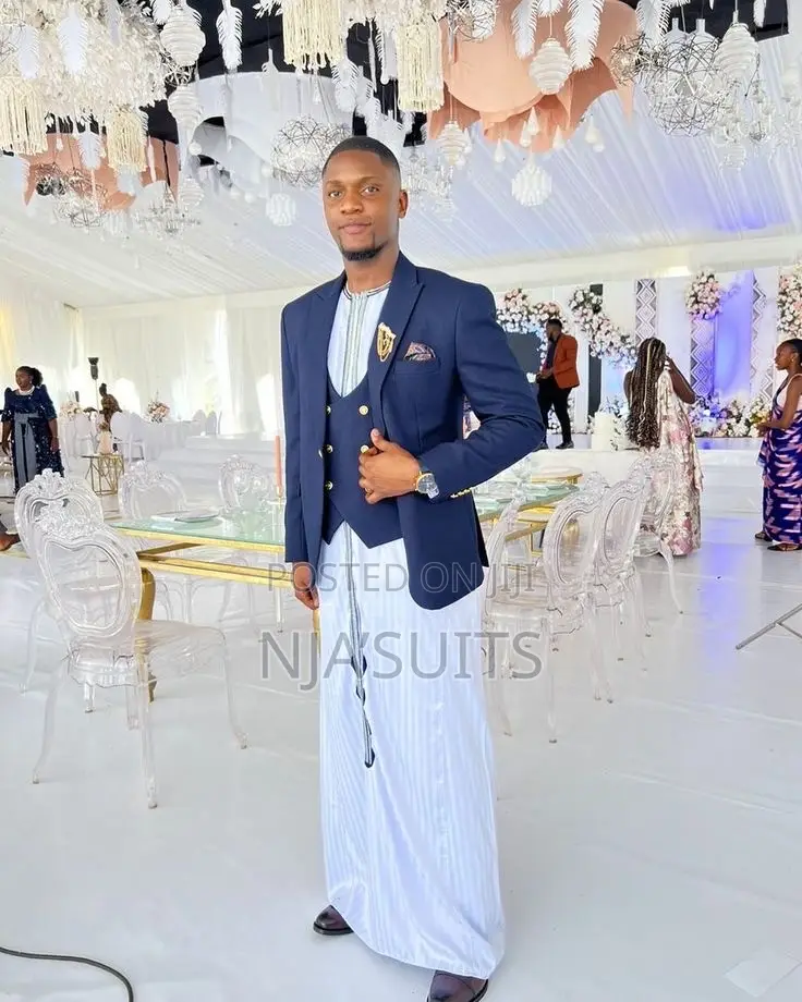 Custom Navy Blue Suit Set With a Quality Kanzu