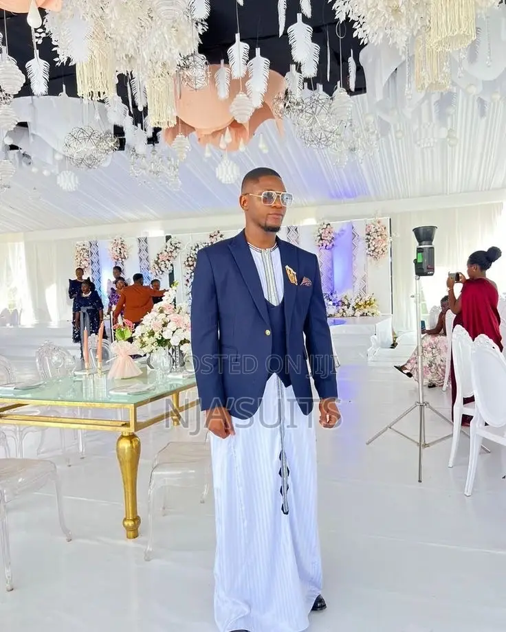 Custom Navy Blue Suit Set With a Quality Kanzu