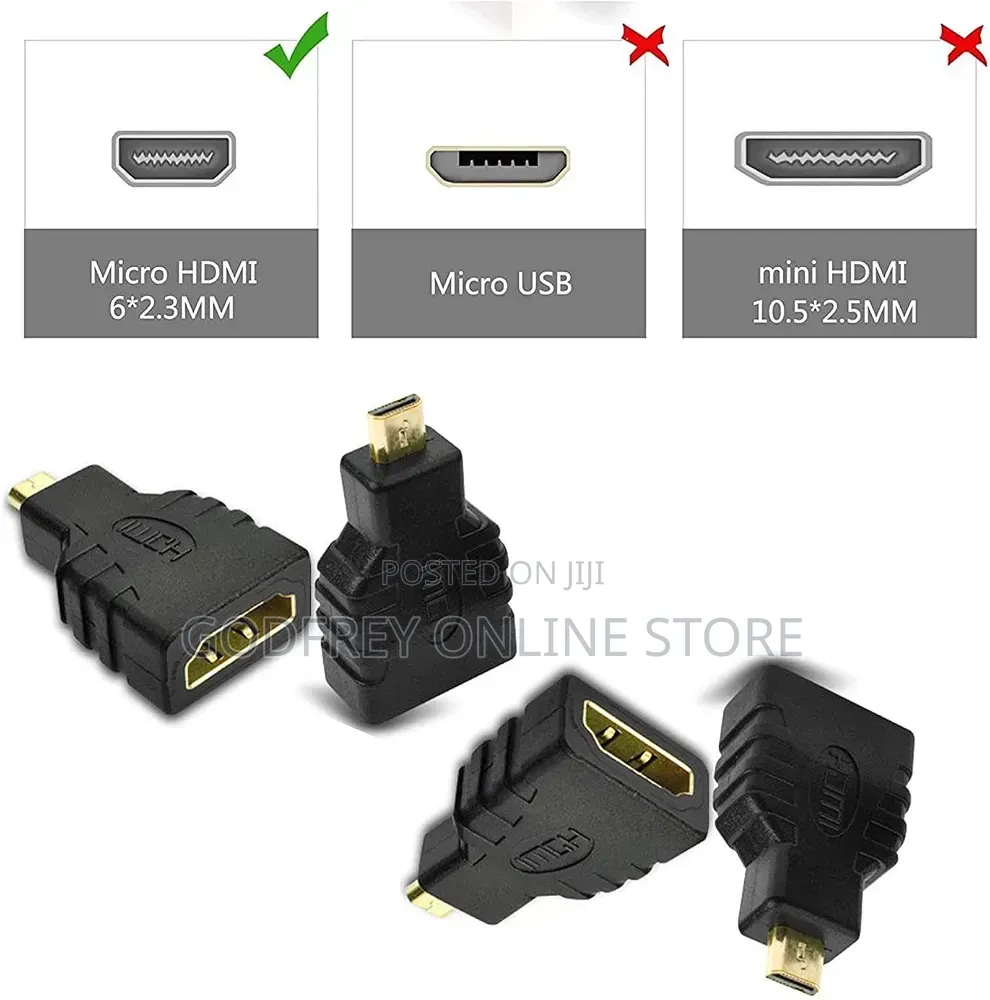 HDMI Adapter, HDMI Type-a to Micro Type-D, Black, 7 Cm
