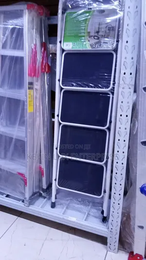 Foldable Ladder White and Black 4 Steps 200kg