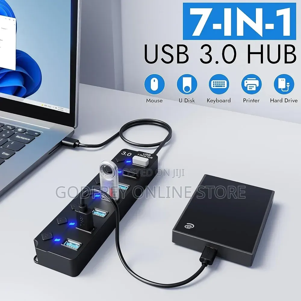3.0 USB Hub 7port High Speed Fast Charging