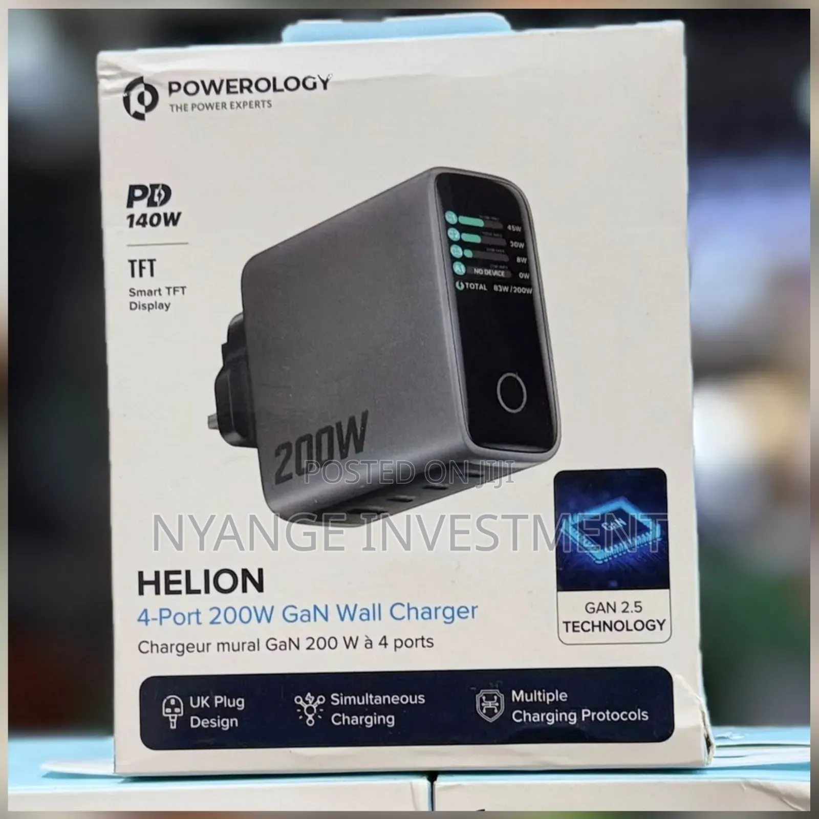 Powerology Helion 4-Port 200W GaN Wall Charger