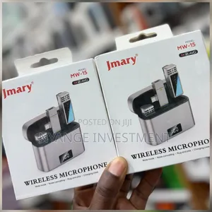 The Jmary MW-15 2.4G Dual Wireless Lavalier Microphone.