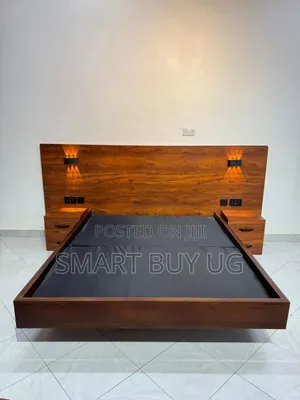 Floating 5by6 Wooden Bed Frame With Drawers Bd728