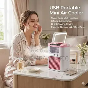 3-in-1 Mini Portable Air Cooler Fan With Humidifier & LED Light