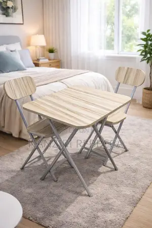 Aset of Foldable Table With 2chairs Cream Colour
