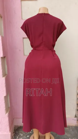 Elegant Burgundy/Wine-Colored Women’s Midi/Maxi Dress