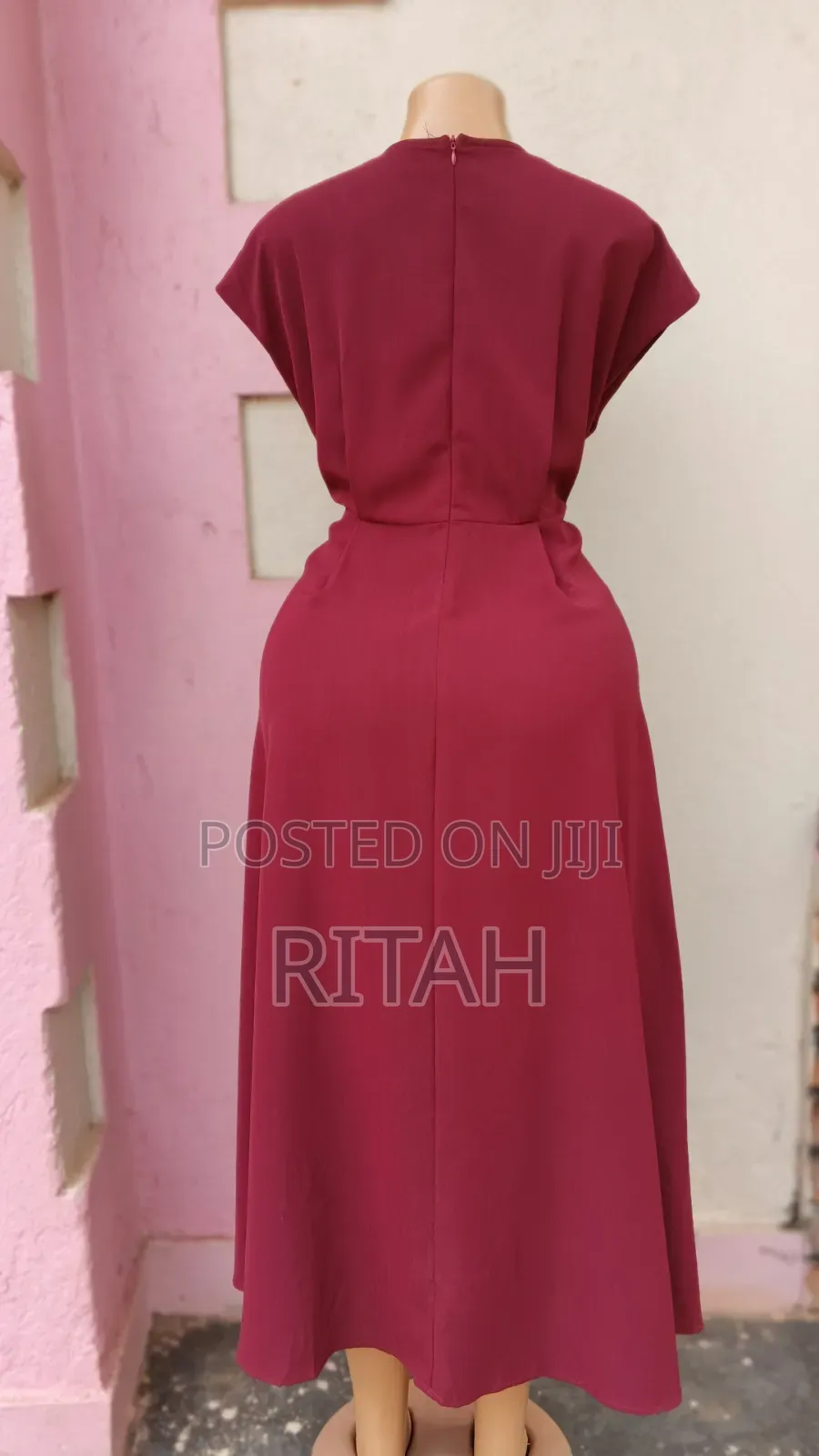 Elegant Burgundy/Wine-Colored Women’s Midi/Maxi Dress