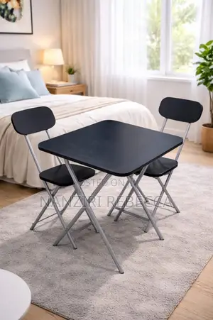 Foldable Tables With 2chairs in Black Colour