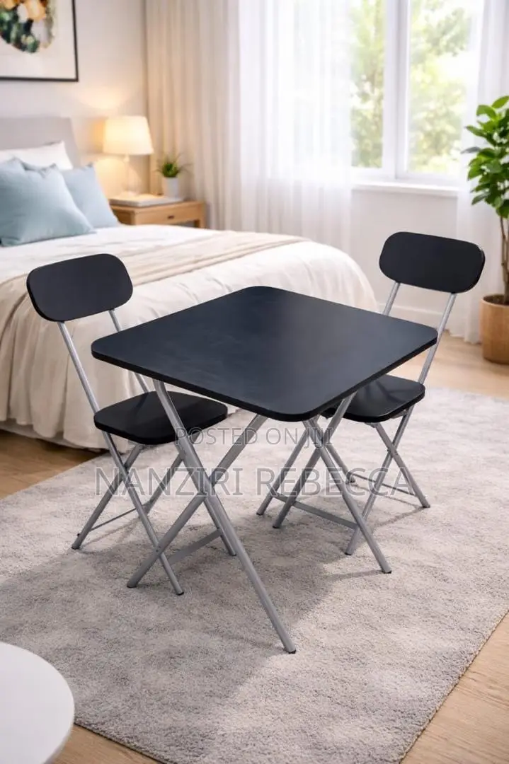 Foldable Tables With 2chairs in Black Colour