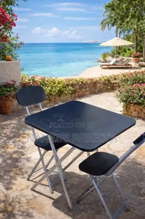 Foldable Tables With 2chairs in Black Colour