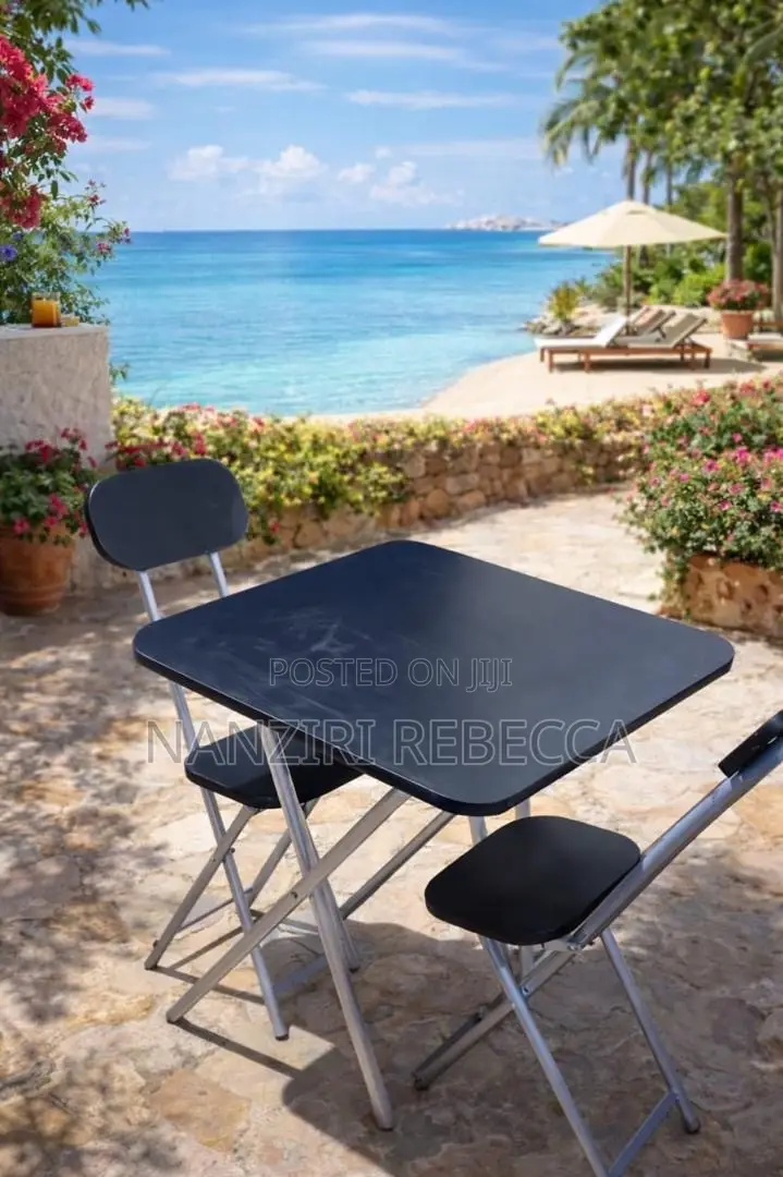 Foldable Tables With 2chairs in Black Colour