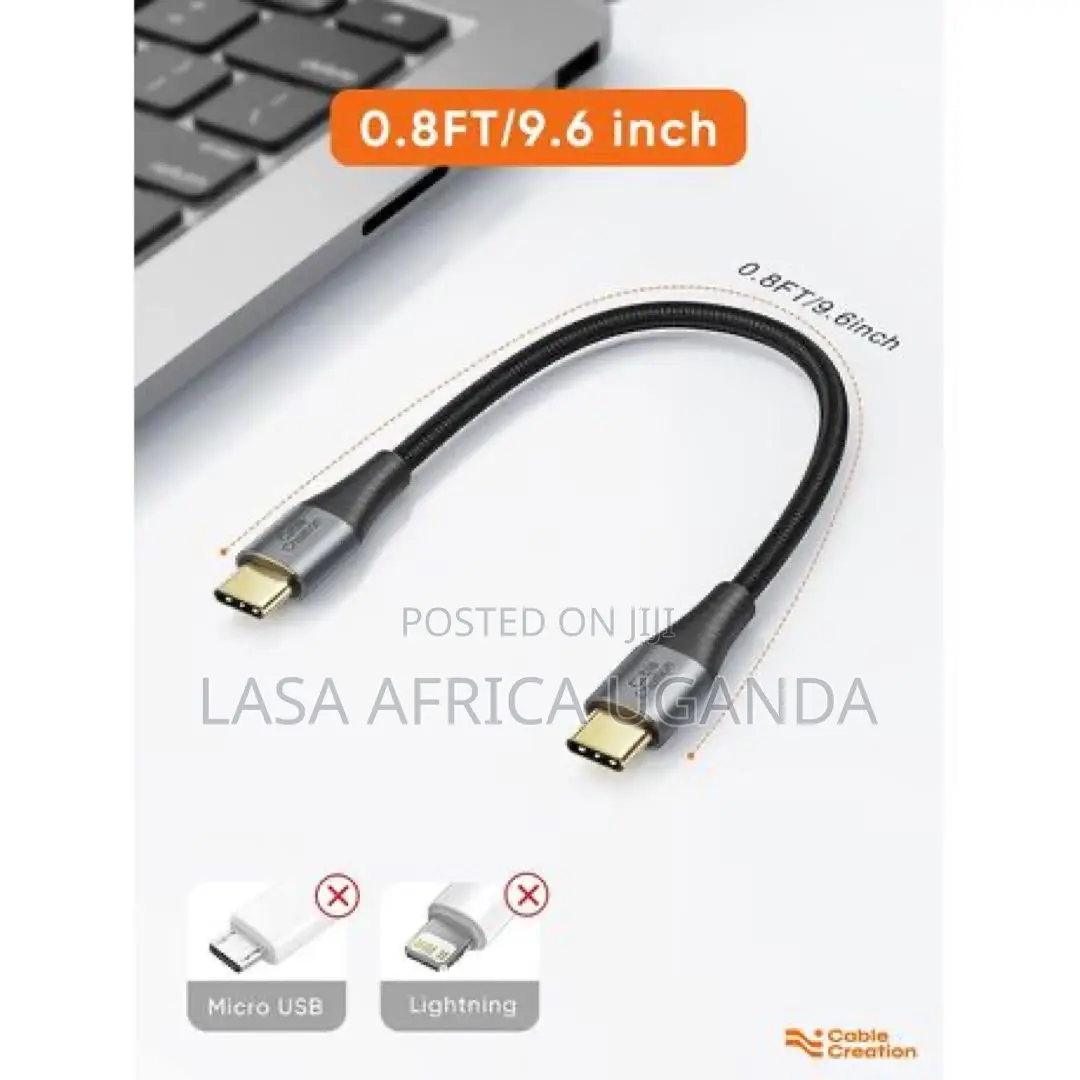 Cablecreation USB-C to USB-C 60w Pd Fast Charging Cable - 25cm, Grey