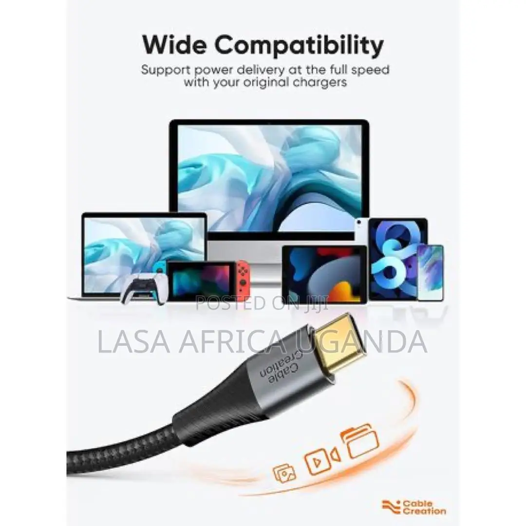 Cablecreation USB-C to USB-C 60w Pd Fast Charging Cable - 25cm, Grey