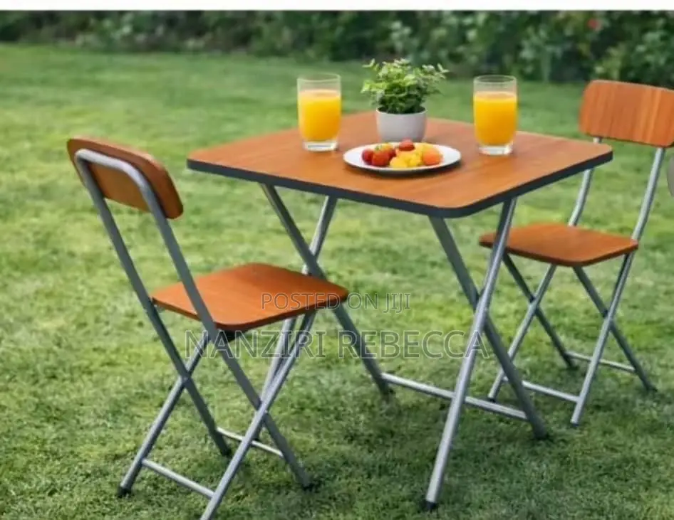 Foldable Table With 2chairs in Brown Colour